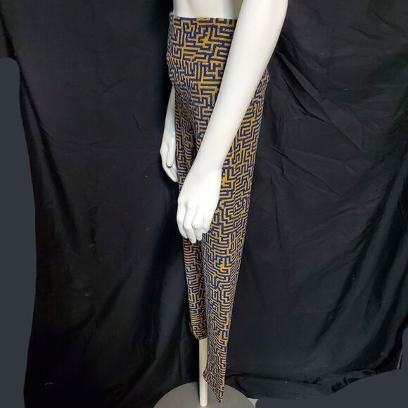 LuLaRoe Yellow & Blue Maze Leggings (OS) - Picture 4 of 6